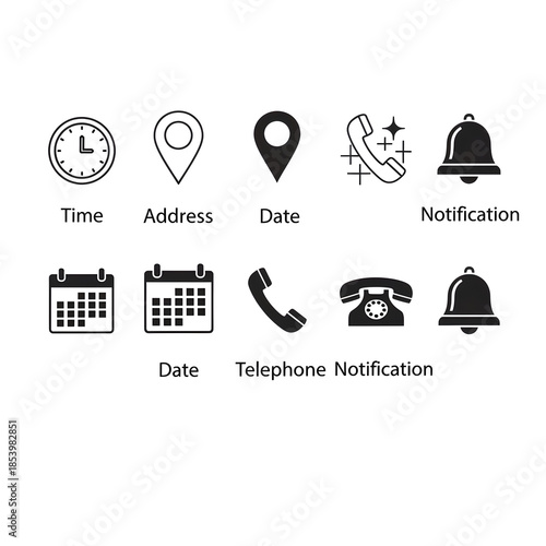 Business Contact Communication Icons Collection Isolated On Transparent Background