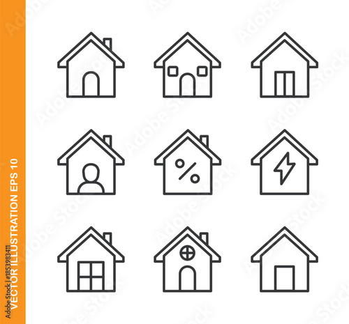 Home line icons- Mini collection and editable stroke series icon