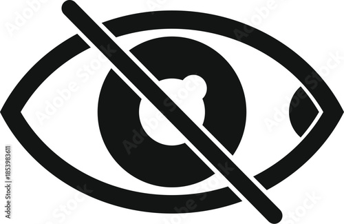 Black and white crossed eye depicting blindness, invisibility, censorship or privacy
