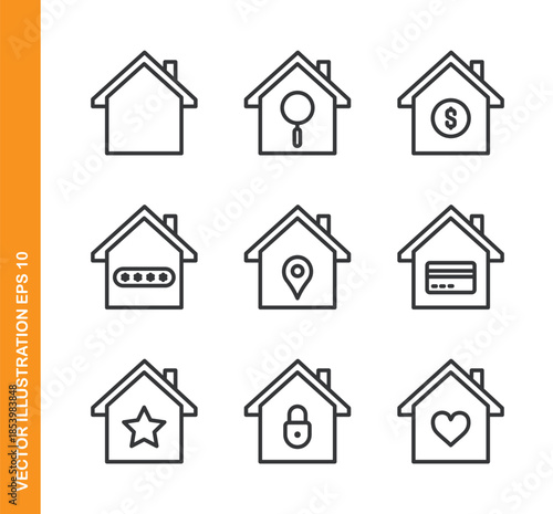 Home line icons- Mini collection and editable stroke series icon