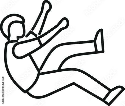 Man slipping and falling down icon in outline style