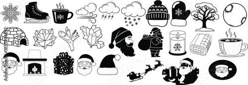 Winter clothing and accessories illustration set