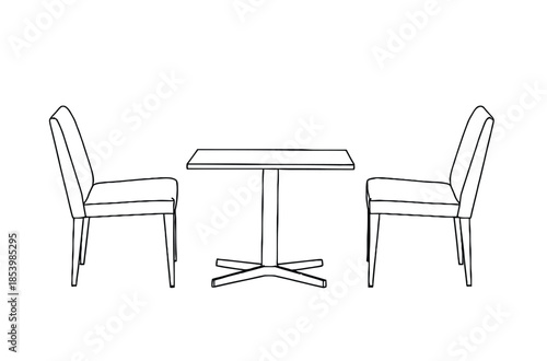 Two Modern Chairs With Central Table — Minimal Dining Set For Home, Café, Or Office
