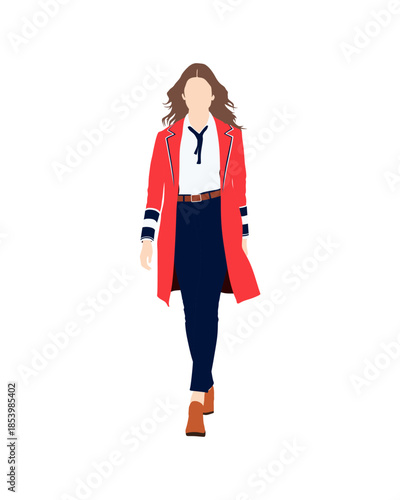 Flat vector people and illustration, woman with formal executive outfit
