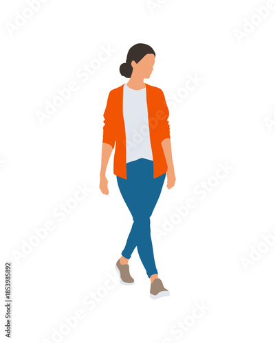 Flat vector people and illustration, woman with casual outfit