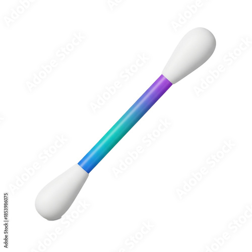 Cotton swab with colorful stem for personal hygiene and cleaning.