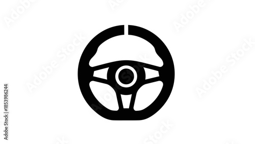 Black steering wheel icon on white background.