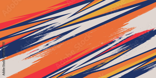 Geometric stripes racing background with abstract grunge brush strokes