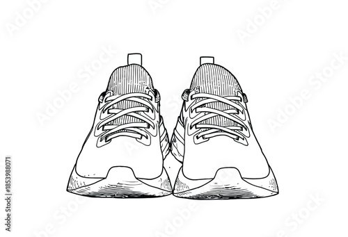 Pair of Sneakers Shown From Front View, Casual Athletic Shoes for Training and Everyday Wear