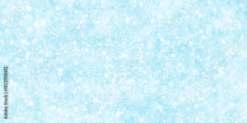 Abstract blue grunge background with bokeh effect snowflakes texture. Soft sky-blue paint aquarelle hand-painted watercolor background design. beautiful bright blue paper texture.