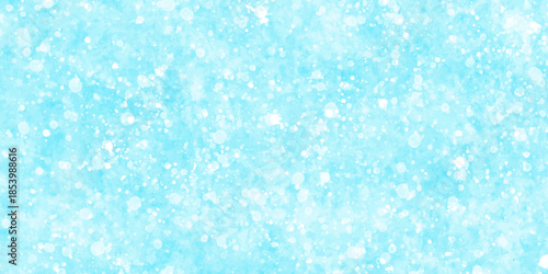 Abstract blue grunge background with bokeh effect snowflakes texture. Soft sky-blue paint aquarelle hand-painted watercolor background design. beautiful bright blue paper texture.