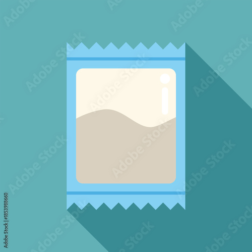 Single use wet wipe packaging with jagged edges, containing a liquid substance