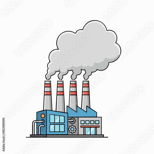 Simple cartoon of a polluting industrial factory.