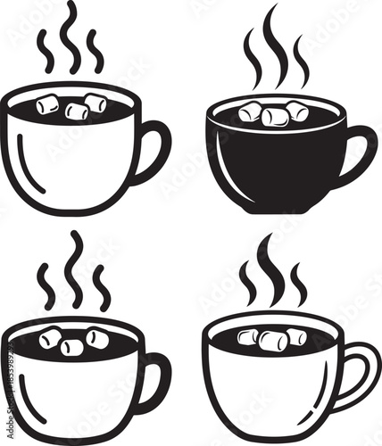 Hot cocoa with marshmallow vector design