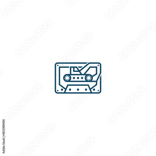 Audio cassette with excavator combination logo.