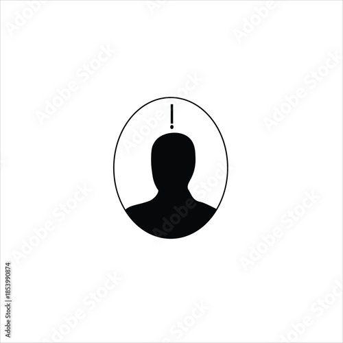 Unknown User Icon with Exclamation Mark in Oval Frame