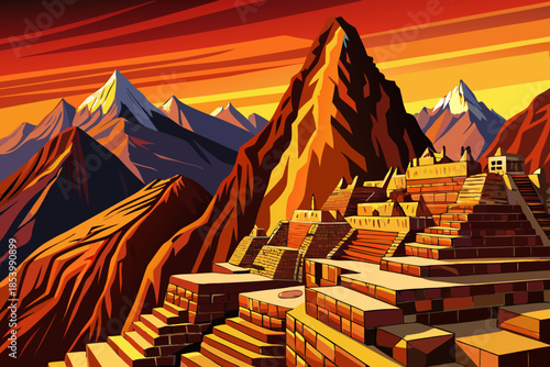 Steep mountain slopes surrounding Machu Picchu create a powerful landscape where ancient stone structures meet dramatic elevation and natural Andean terrain