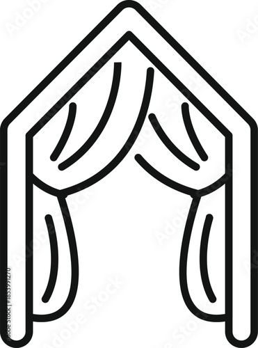 Elegant wedding arch with flowing curtains creates a romantic setting for an outdoor ceremony