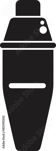 Black silhouette of a cocktail shaker, essential tool for bartenders crafting delicious mixed drinks