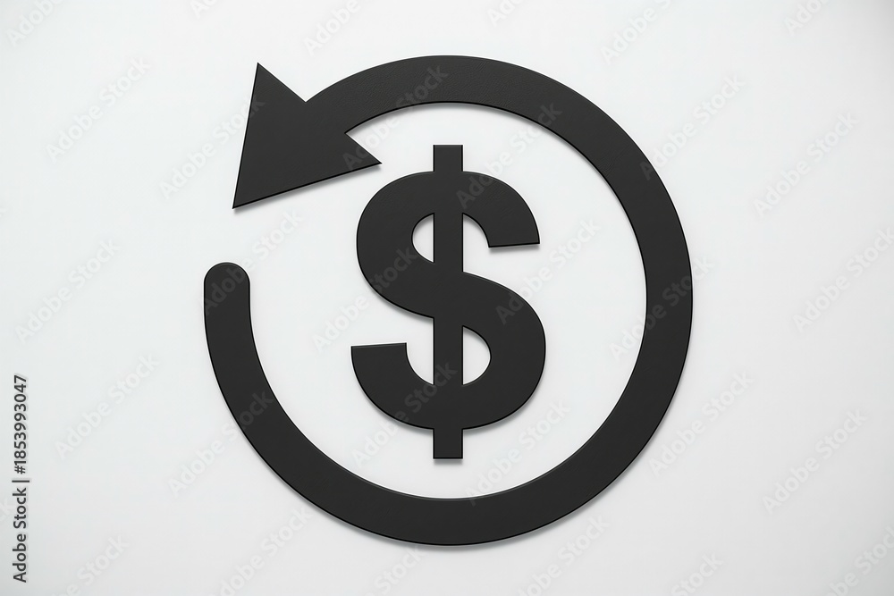 Fototapeta premium Dollar sign inside circular arrow indicating financial cycle
