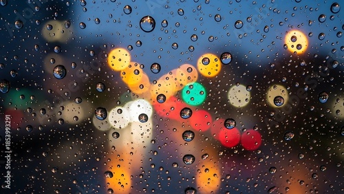 Traffic lights on a rainy night.