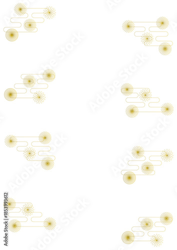 花の幾何学模様とエ霞文の和風フレーム(縦型)