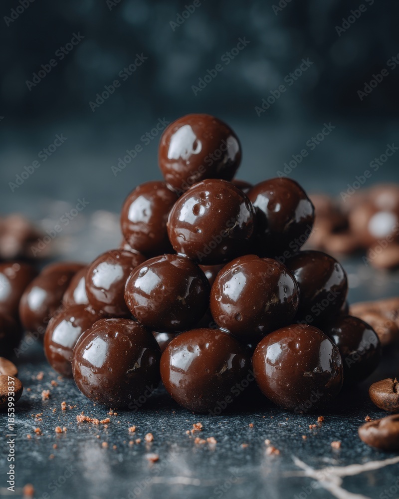 custom made wallpaper toronto digitalChocolate Covered Coffee Beans in a Pyramid on a Dark Surface
