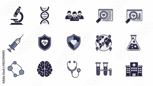 Medical and Scientific Icons Set for Healthcare and Research.