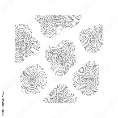 Abstract organic stippling pattern with black dots on white background. Minimalist boho texture featuring irregular cellular shapes for wall art, wallpaper, or textile design.
