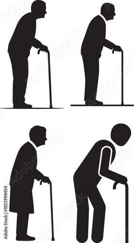 Black silhouette of old men vectors