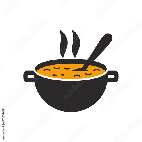 Warm and steaming soup Vector on white background