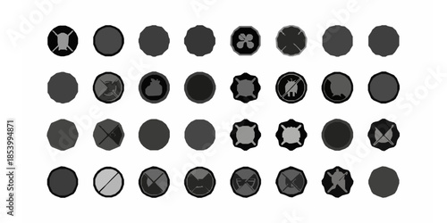 Simple Allergen Ingredient Warning Badge Vector Set with 32 Black and White Icons