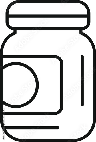 Glass jar with a label, representing food preserves or kitchen storage
