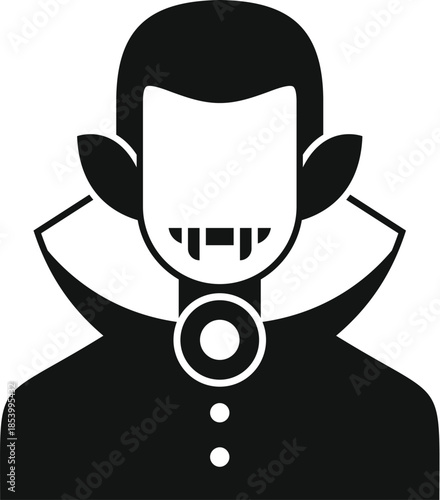 Vampire monster icon showing dracula with fangs and traditional high collar