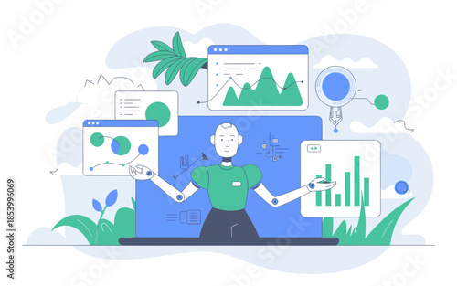 Businessman analyzing data with graphs