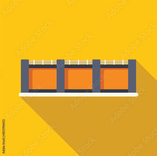 Barrier railing protecting an urban exterior in a flat design style with a long shadow