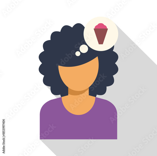 Woman thinking about a cupcake representing desire for sweets