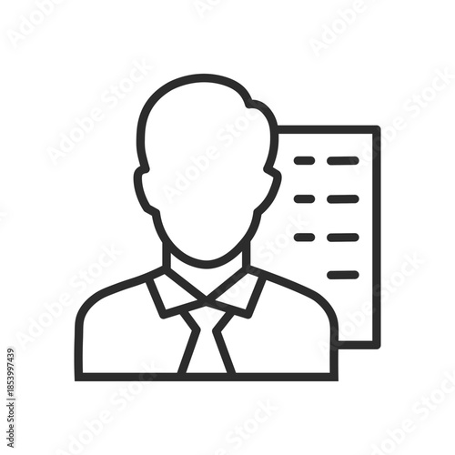 Businessman Profile Vector Icon of a Professional Man in a Tie with Document for Corporate Identity, Resume, and Employee Avatar