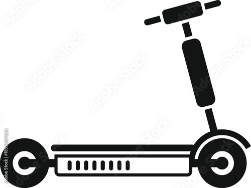 Electric stand up scooter silhouette providing individual transportation and eco friendly commuting