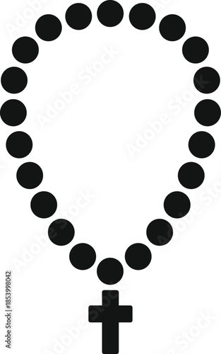 Rosary beads with a cross pendant used for prayer and religious devotion