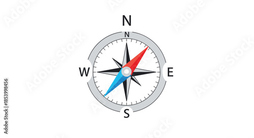 Classic nautical compass rose design showing cardinal directions for navigation and finding the right path in business or travel.