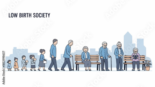 Diverse Age Group Representing Low Birth Society.