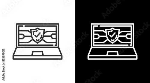 Laptop White Icon Set Vector 