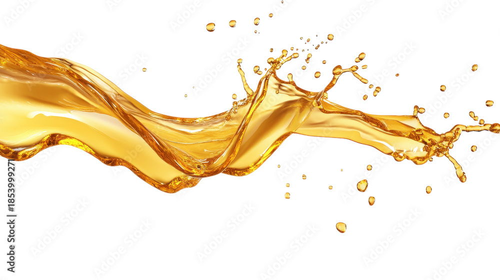 Fototapeta premium Liquid splash, golden fluid, droplets, abstract motion, dynamic fluid