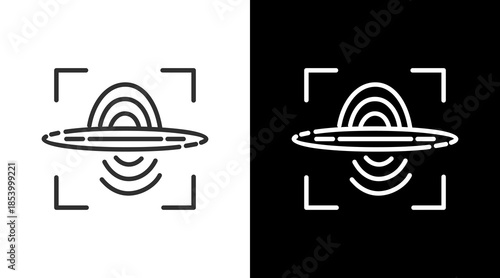 Fingerprint White Icon Set Vector 