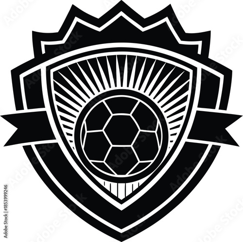 Soccer club emblem with shield and ball