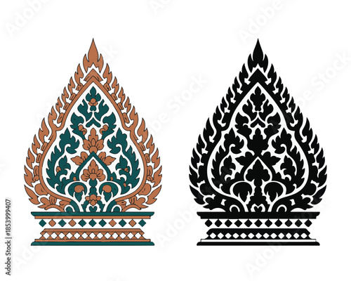 Kranok thai traditional ornament pattern for decoration in temples and other places for illustration in arts and crafts and architecture
