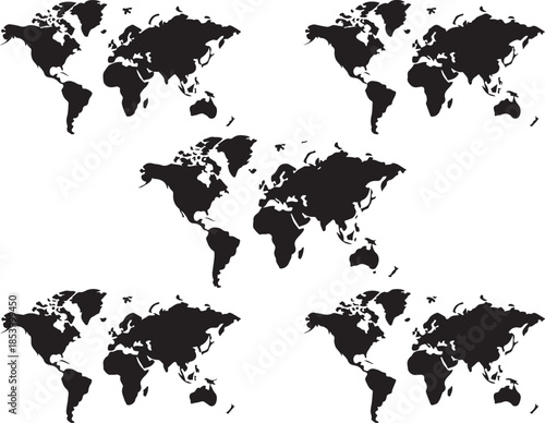World map in different shapes for education geography environment and travel countries and continents for atlas and globes continents travel