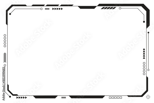 Black control panel abstract modern technology futuristic interface hud ui on white background.
