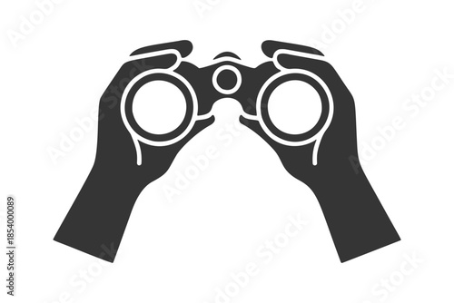 双眼鏡を持つ手のシルエットアイコン